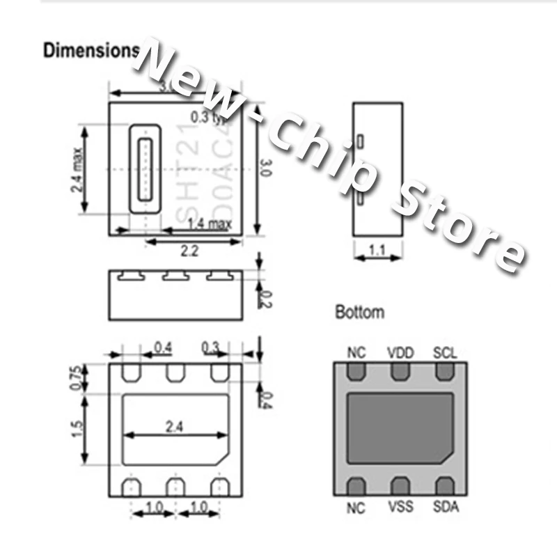 10PCS-50PCS/LOT SHT21 DFN-6 digital temperature and humidity sensor IC chip New Original