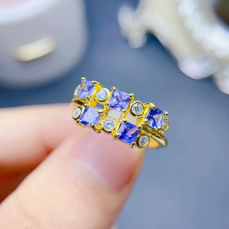 Natural Tanzanite Rings for women silver 925 jewelry luxury gem stones 18k gold plated free shiping items Party Gifts