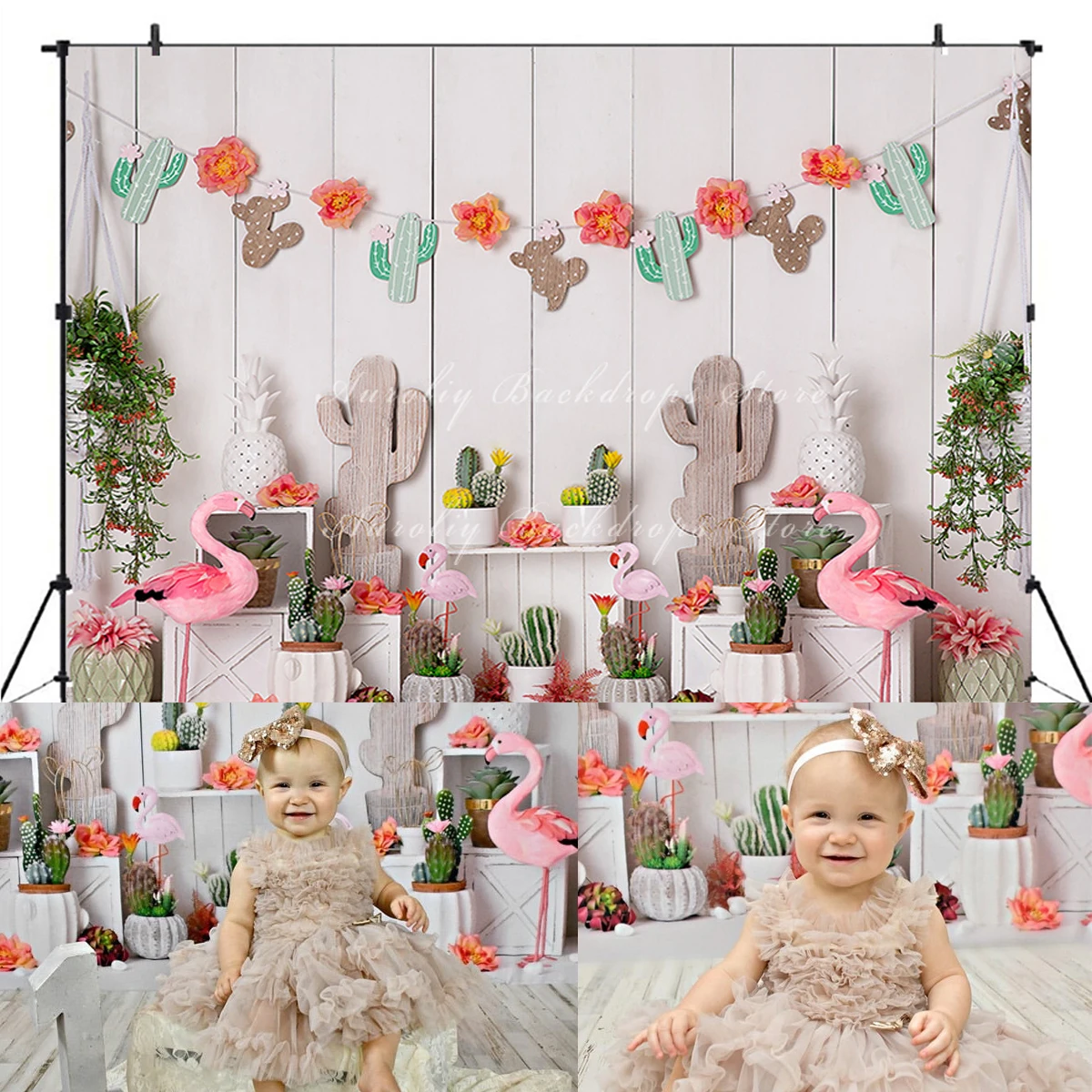 

Fabulous Flamingo Backdrops Kids Baby Photography Prop Child Adult Decoration Birthday Cake Smash Tropical Cactus background