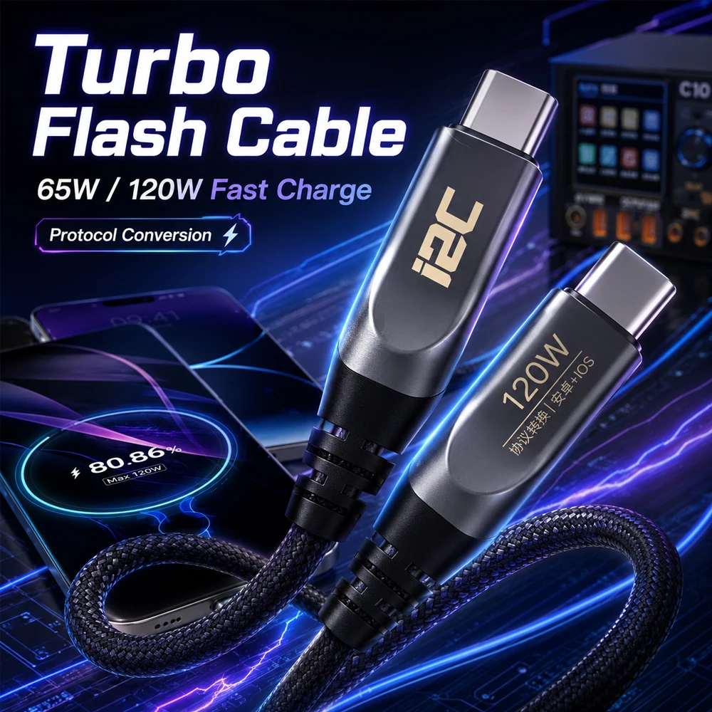 I2C Universal Turbo TU1 2 Private Protocol Flash Charging Cable for Phone Activation, High-Speed Data Sync & Durable Repair Tool