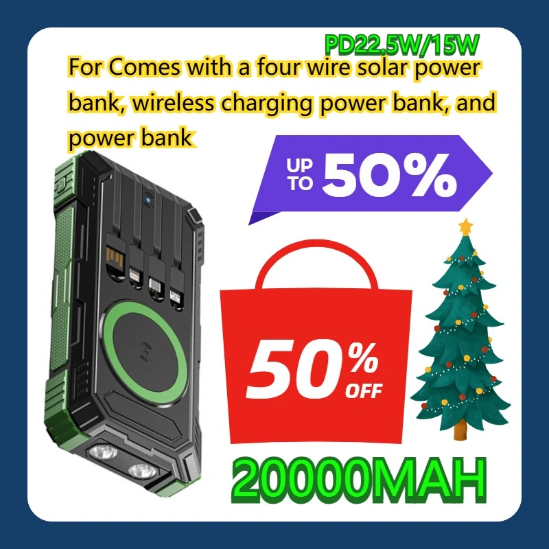 

For Comes with a four wire solar power bank wireless charging 20000MAH power bank and power bank PD22.5W/15W