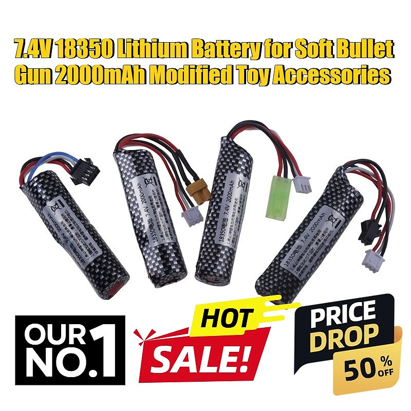 

7.4V 2000mAh Lithium Battery for Modified Toy 18350 Soft Bullet Guns