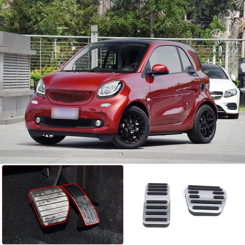 

For Benz Smart Fortwo Forfour 2009-21 Gas Accelerator Brake Foot Rest Pedals Pad Covers Stickers alloy car interior accessories