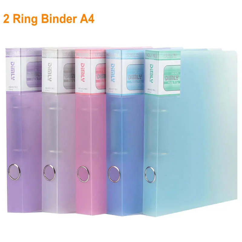 Clear Colors Ring Binder A4 File Paper Organizer 2 Ring Binder Folder A4 Binder 2 Rings Filing Cabinet