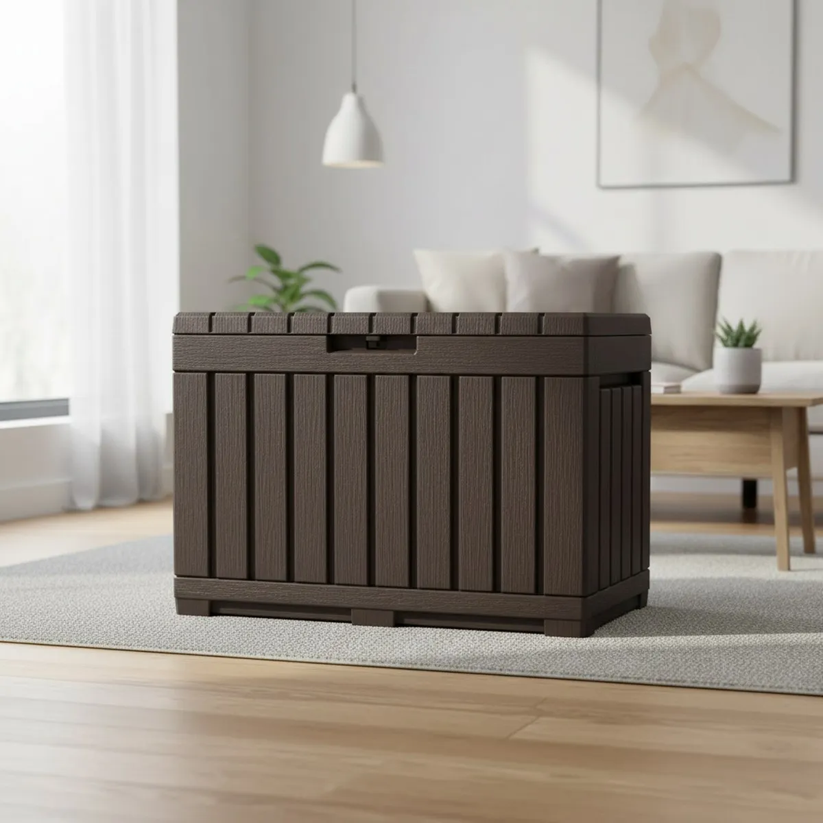 Resin Patio Storage Box Seat 50 Gallon Outdoor Weatherproof Organizer Brown