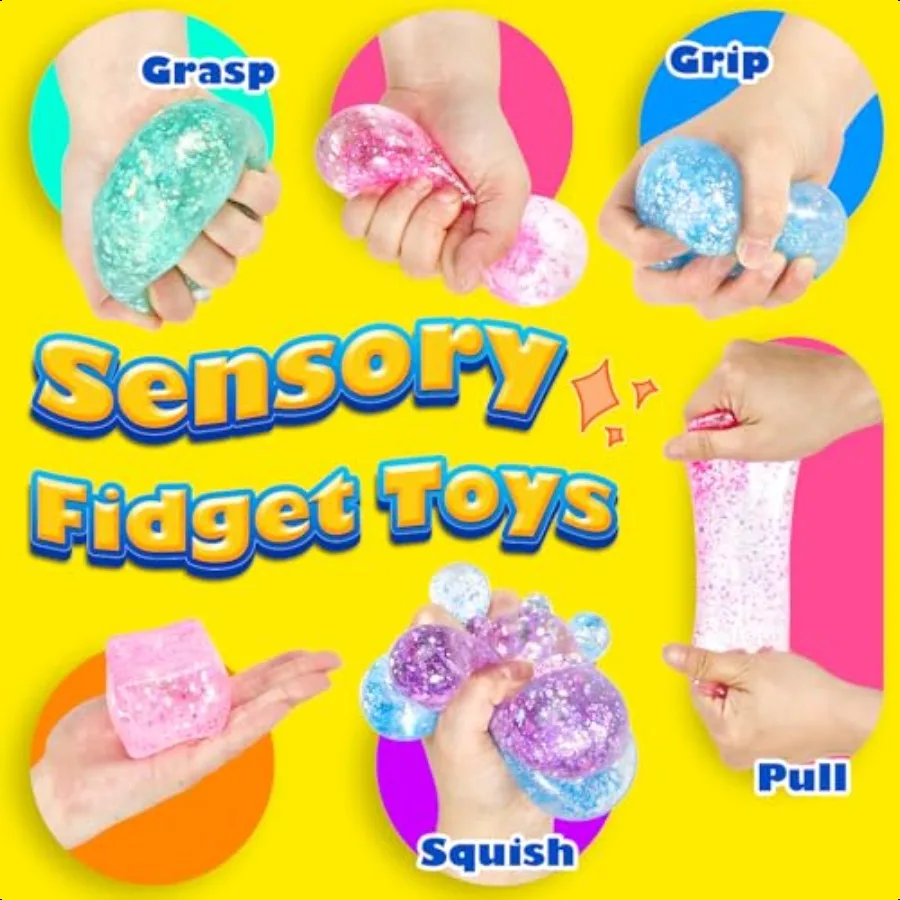Squishy Fidget Toys for Adults: 4 Pack Cube Sensory Squeeze ToyLarge Size 2.16'' Str Anxiety Relief Balls Gifts for Girls Boys