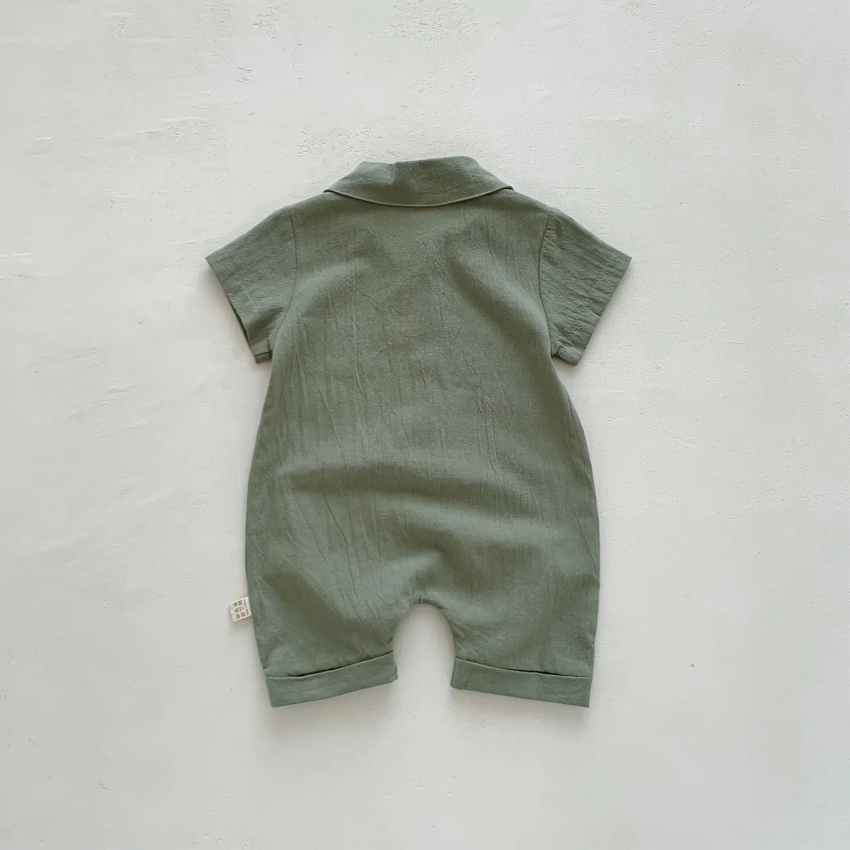 Summer Baby Infant Short Sleeve Jumpsuit Solid Color Baby Creeper Casual Pocket Work Suit Bodysuit Romper Creeper 0-24 Months