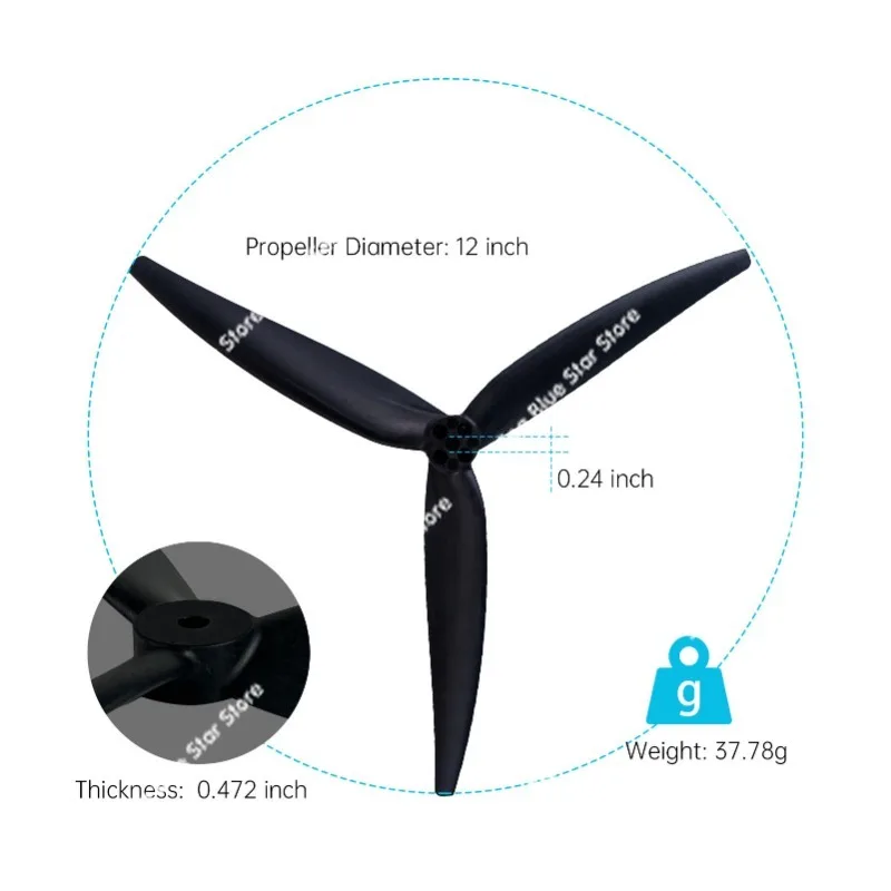 12X7X3 Paddle Drone Nylon1207paddle Crossing Machine,fixed Wing Paddle Glass Fiber Remote Control Aircraft Accessories Propeller