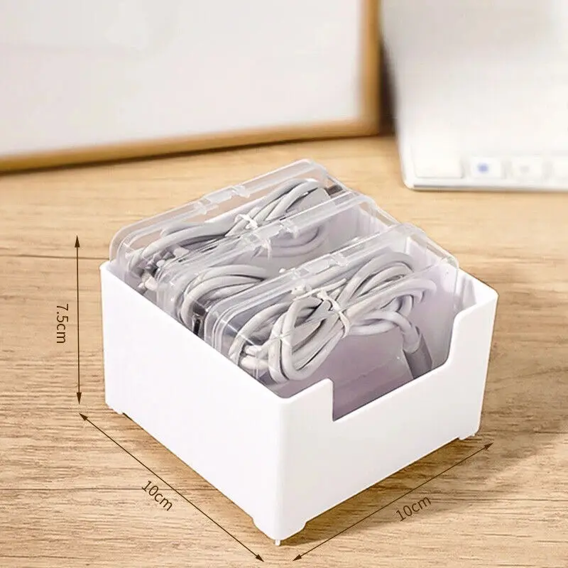 Cable Organizer Box Jewelry Card Desk Storage Data Cable Storage Box Dustproof Card Organizer with Lid Clutter Collection Box