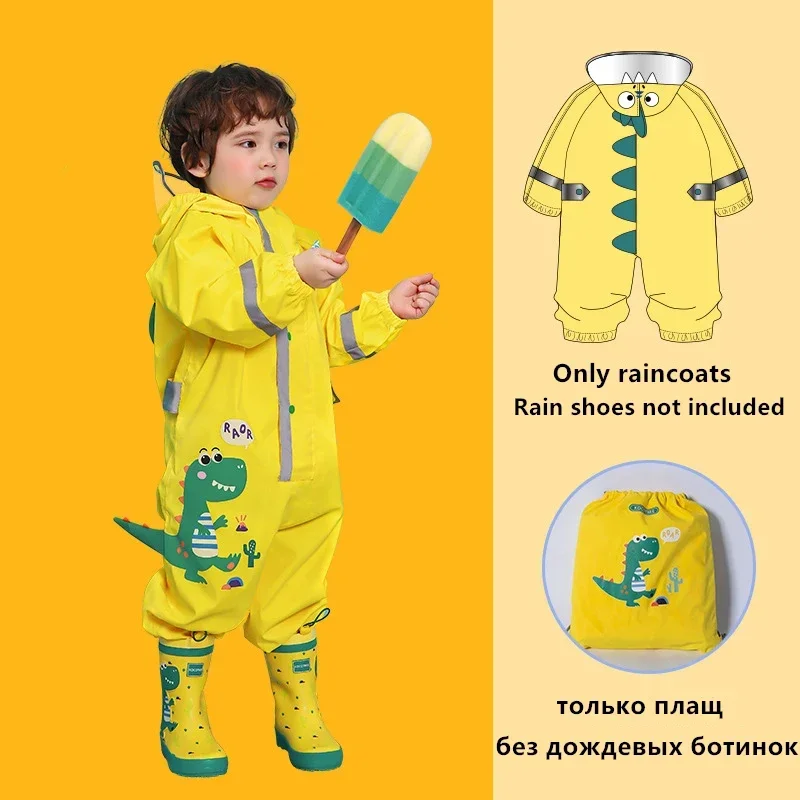 Moda cartone animato 3D dinosauro impermeabile bambini ragazzi tuta impermeabile con cappuccio ragazze un pezzo cartone animato con cappuccio