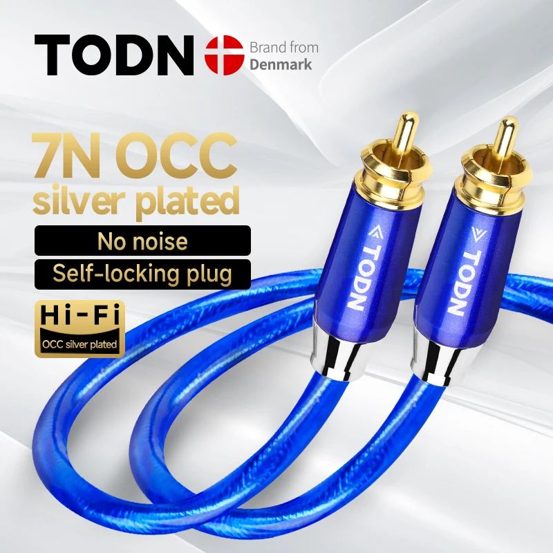 TODN Digital Audio Coaxial Cable 75Ω silver plated 7N OCC Rca to Rca Male Stereo Cable Speaker Hifi Subwoofer  sub cable