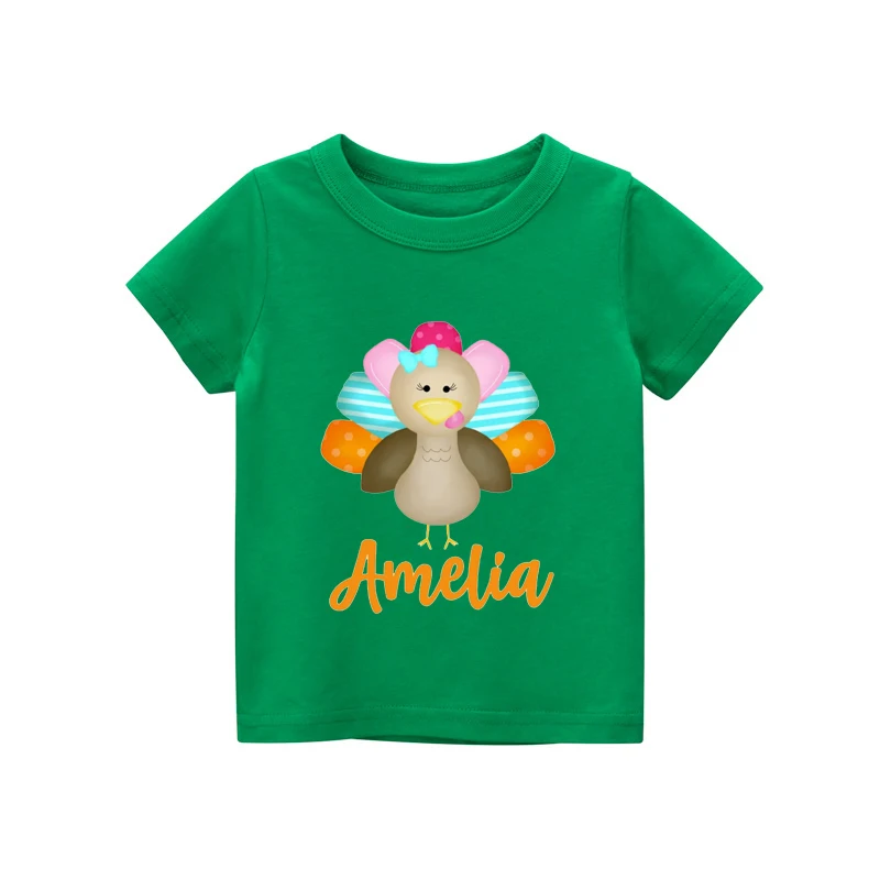 Personalized Name Turkey Thanksgiving Newborn Bodysuit Baby Girl Fall Clothes Thanksgiving Kids Tee Fall Graphic Baby Onesie