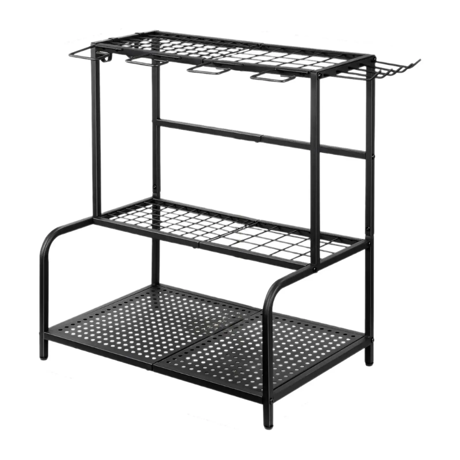 

Garden Tool Organizer for Garage Utility Shelf Space Saving with Wheels Yard Tools Storage for Shed Cleaning Rakes Warehouse