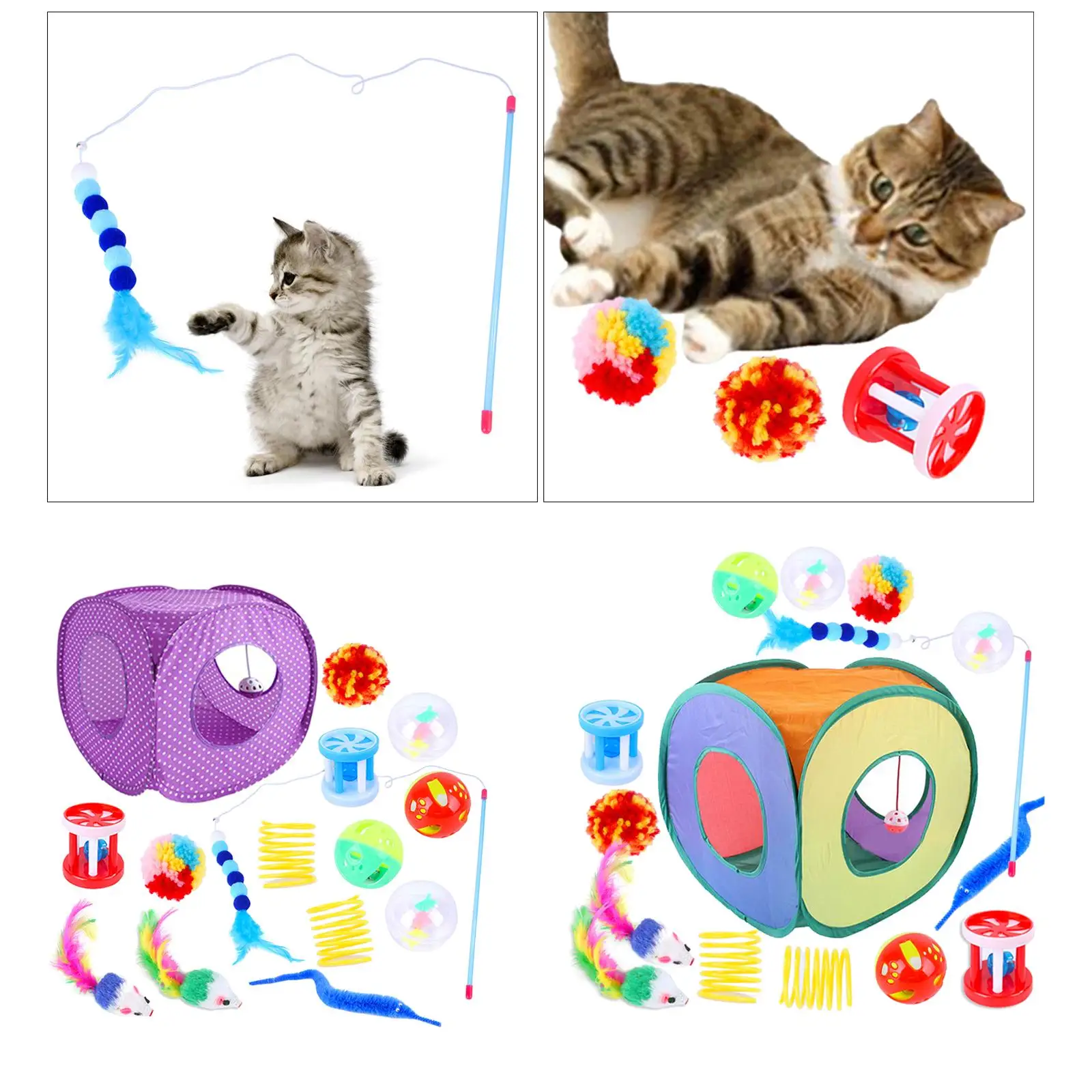 15Pcs Cat Toys Set Pet Interactive Toy Feather Toy Teaser for Exercise Pet Supplies