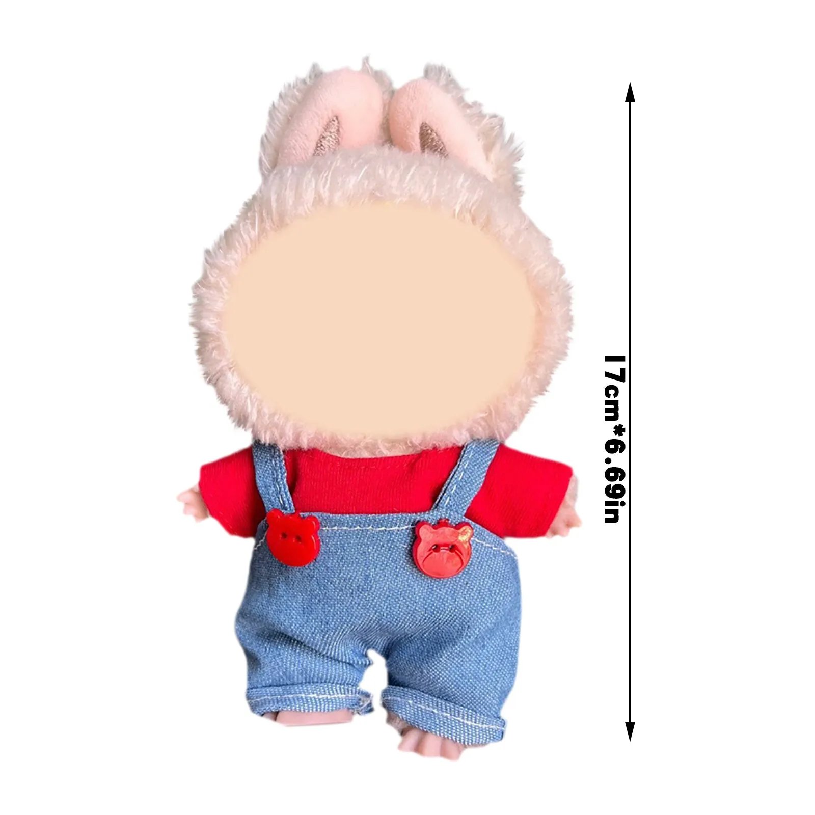 Roter Riemen Hosen Set Puppenkleidung Set für Labububu 17 cm Plüschpuppenzubehör Mädchenspielzeug Geburtstags- und Weihnachtsgeschenke