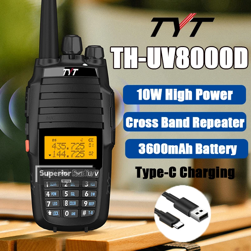 tyt-th-uv8000d-walkie-talkie-tipo-c-ricarica-3600mah-10w-dual-band-cross-band-reapeater-128-canali-fm-amateur-bidirezionale-ham-radio