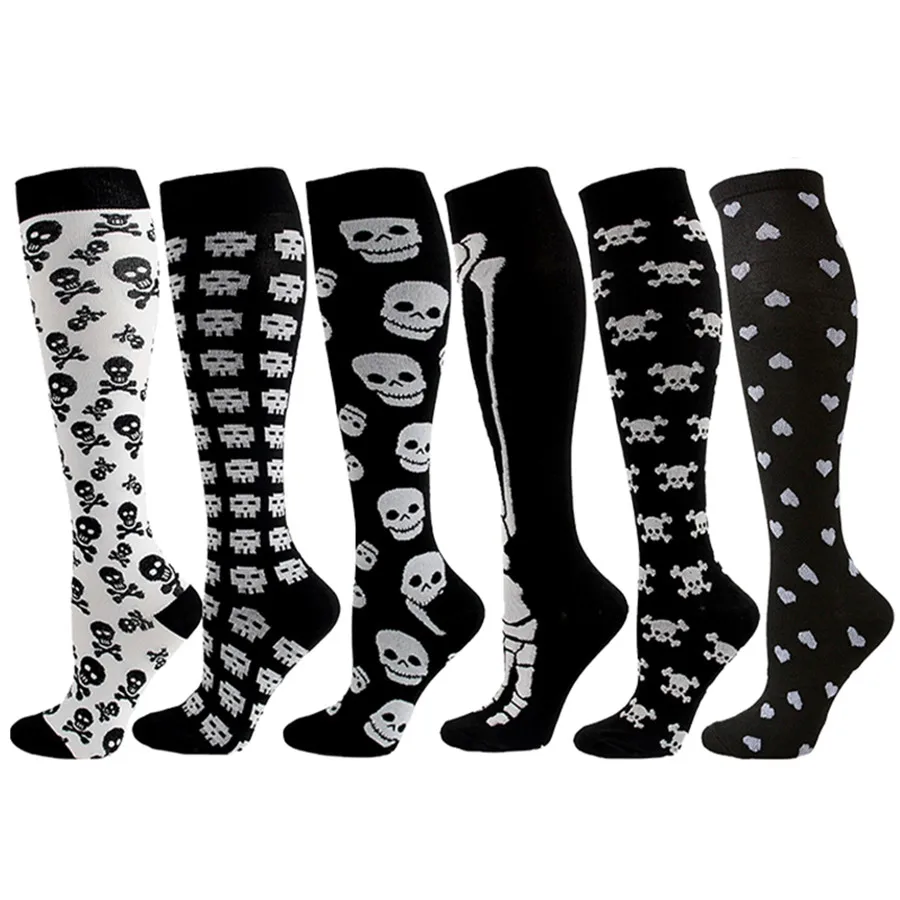 1/6Pairs الرجال النساء ركوب الدراجات الجري اليوغا الرياضة جوارب ضغط كرة القدم الرياضية كرة السلة الرجبي المشي لمسافات طويلة التنس سكيت