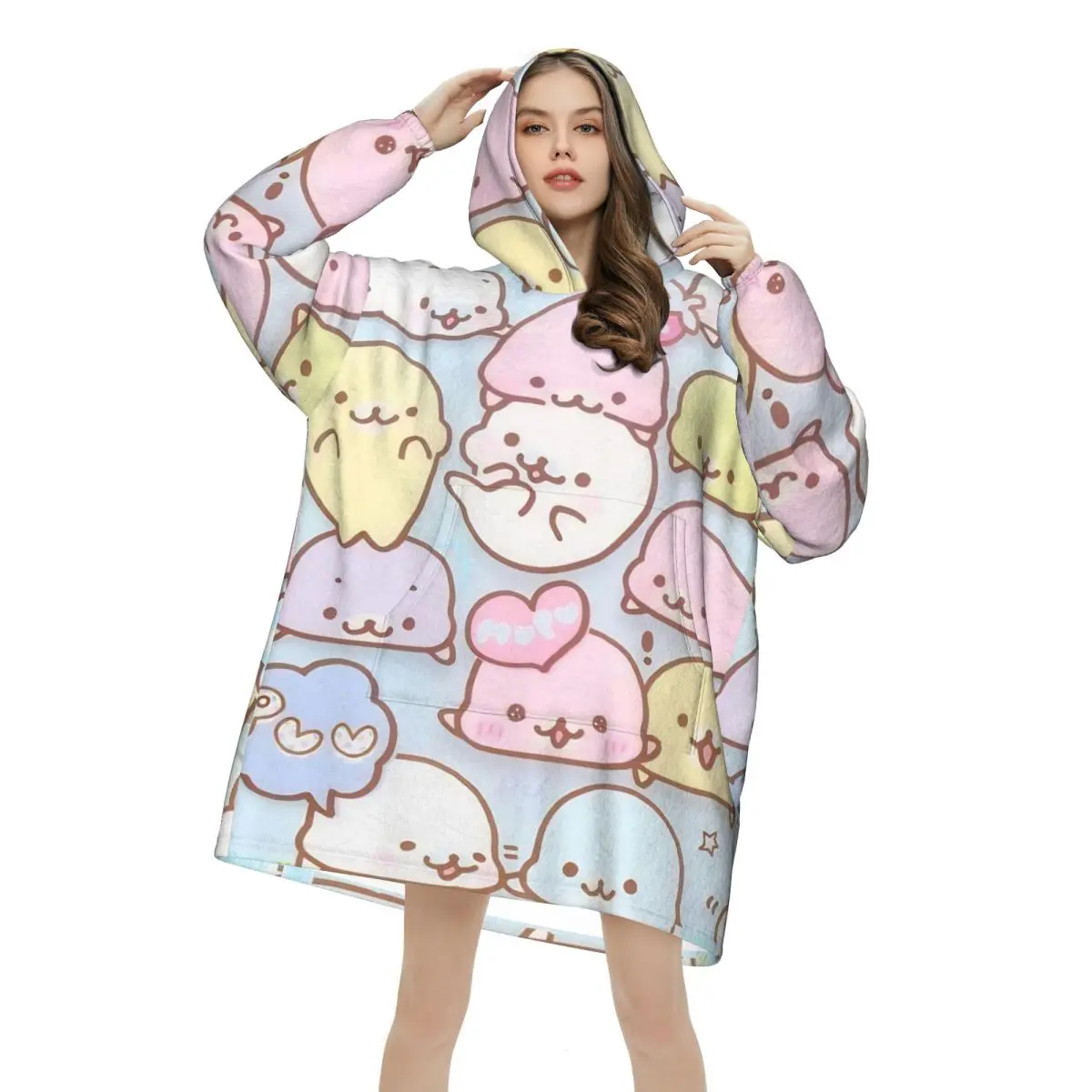 Mamegoma Blanket Hoodie Oversized Wearable Sweatshirt Blanket Warm Gifts for Women Girls Girlfriend