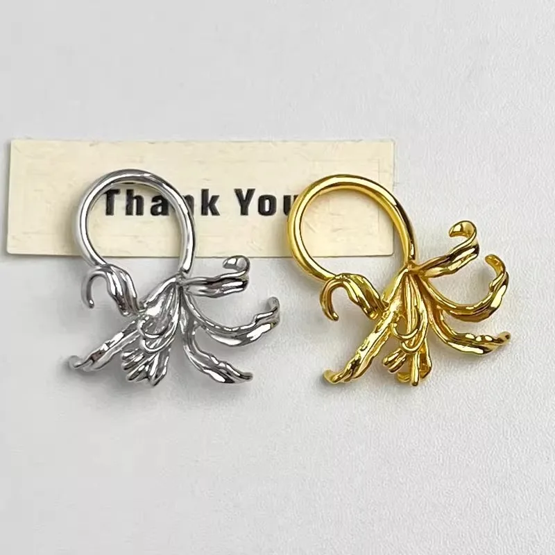 

flower ring for women silver gold color metal floral open ring female
