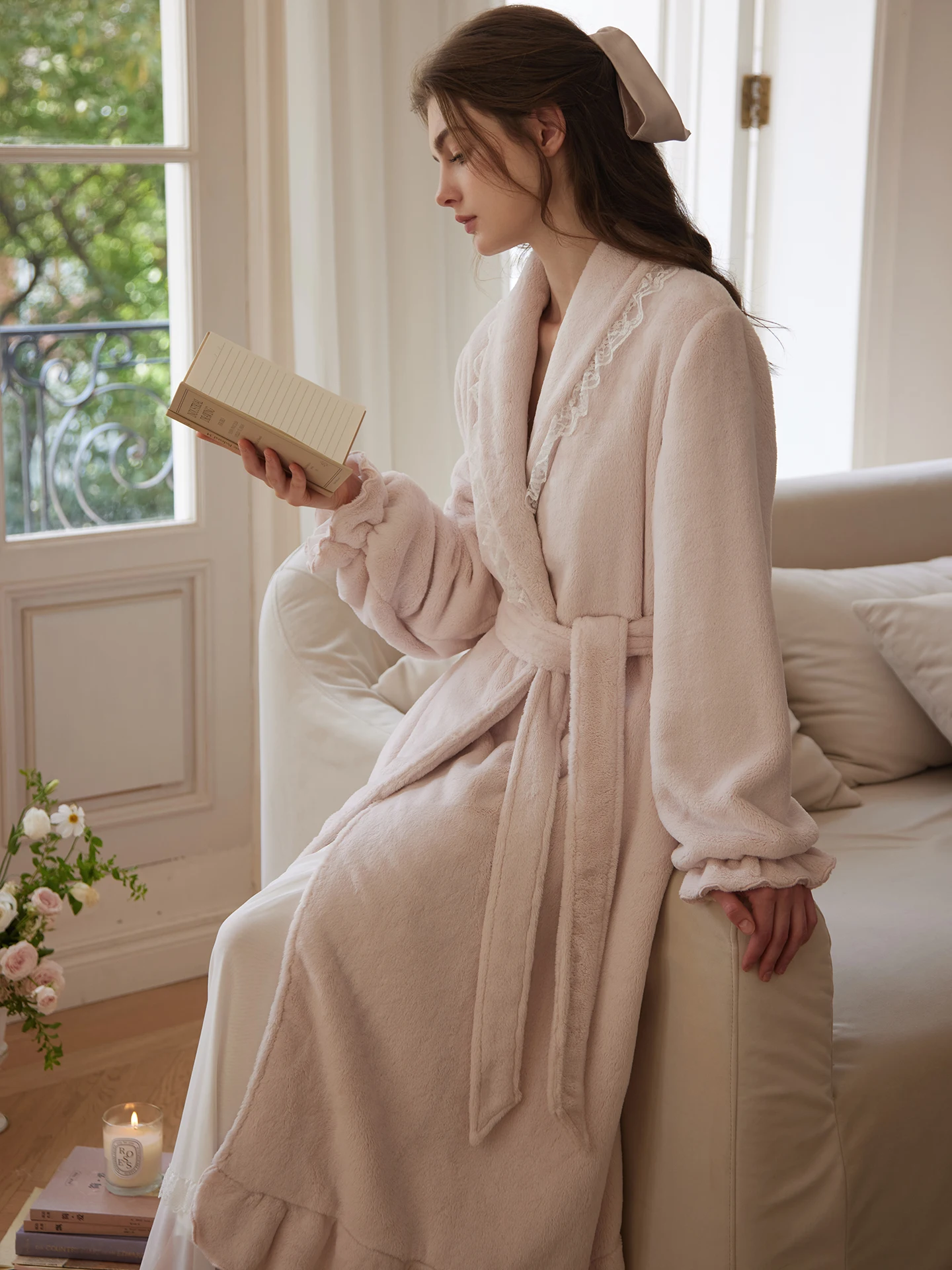 thiened-robe-longue-rosetree-hiver-femme-spwear-corail-fce-batobe-lait-velours-materiel-vintage-sle