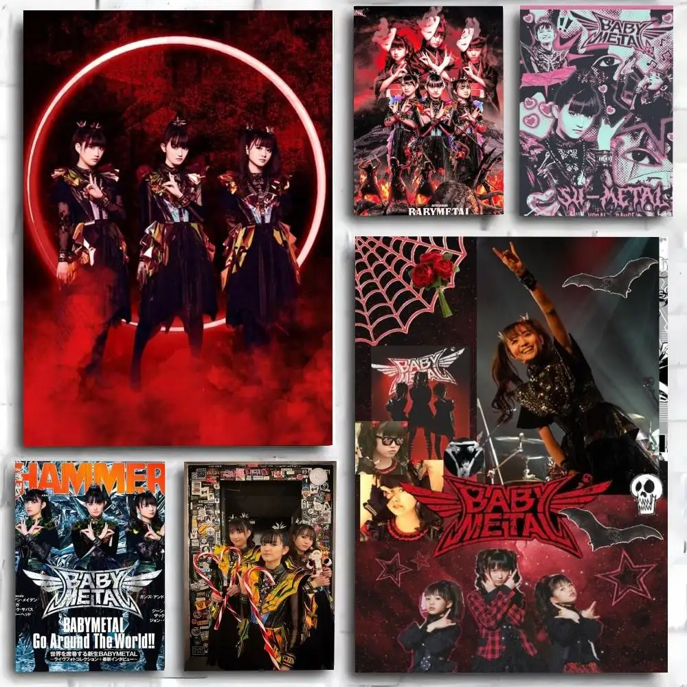 1PC Babymetal Japanese Pop Group Music Star poster Self-adhesive Art Waterproof Paper Sticker Coffee House Bar Room Wall Decor