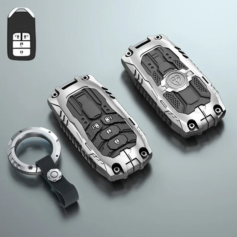 Alloy Car Key Case Fob Cover Holder Shell For Honda Civic Accord Cr-v Pilot Crv 2015 2016 2017 2018 2019 2020 2021 Accessories