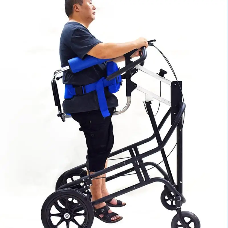 Multifunctional Walking Aid Hemiplegic Patient Lower Limb Training Automatic Height Adjustment Standing Frame with Wheels