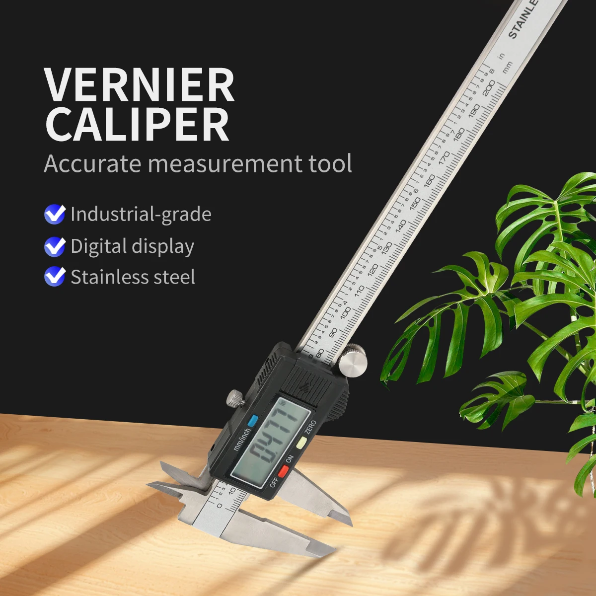 Stainless Steel Digital Vernier Caliper 0-300mm Electronic Digital Measuring Ruler with Depth Rod Precision Measuring Tool