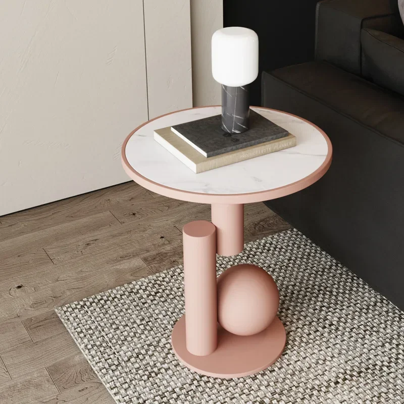 Light Luxury Modern Bedside Table Bedroom Simple Furniture Sofa Wrought Iron Tea Table Ins Wind Rock Board Side Table