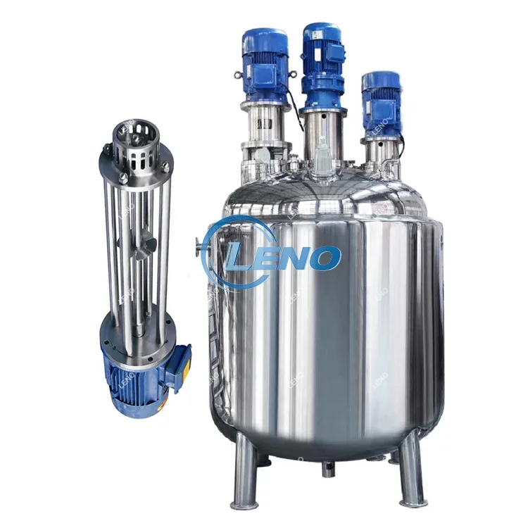 Tanque homogeneizador de Reactor de emulsión líquida, mezclador de calentamiento de vapor eléctrico, tanque de mezcla de acero inoxidable con camisa, precio LENO