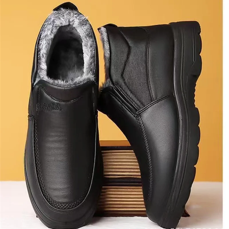 

Мужские кожаные ботинки большого размера, высококачественные, модные, плюшевые, теплые, ветрозащитные, нескользящие, водонепроницаемые, мягкие, для активного отдыха и походов.