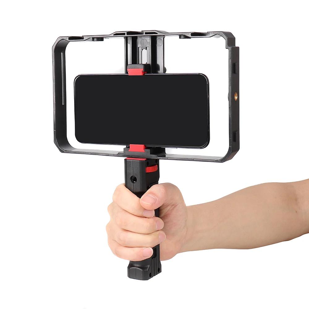 FOTGA Universal Smartphone Gaiola Video Rig Alças Estabilizador Vlogging Transmissão ao vivo Kit de suporte de gaiola para celular Videomaker