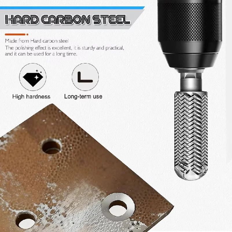 5pcs Hex Shank Rotary Steel File Set for Drilling, Grinding, Sanding & Engraving - Durable Carbon Steel, Dark Gray