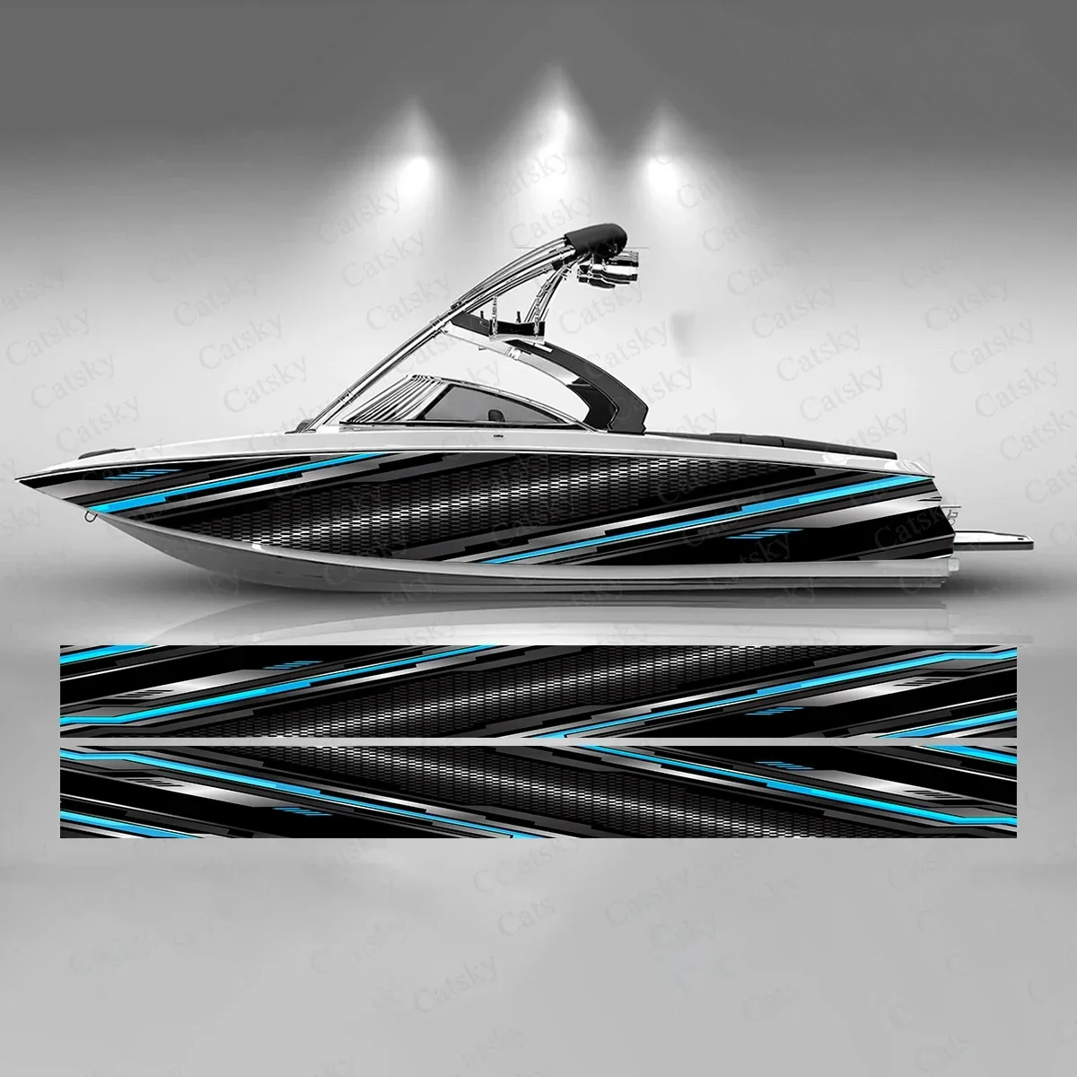Colorful Fluorescence Art Various Differ Lines Boat Sticker Vinyl Ship Pontoon Deck Boat Fishing Decorative Pontoon Boats Decal