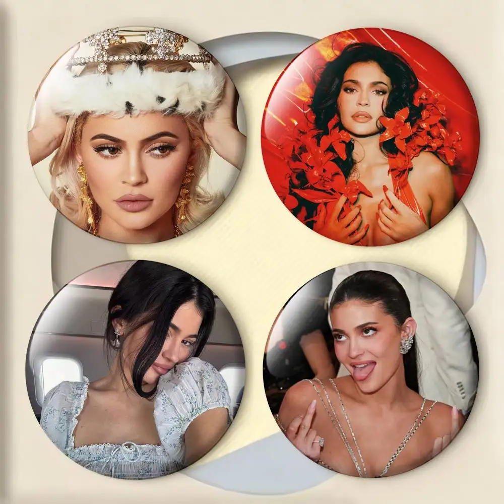 K-Kylie J-Jenner Badges 25 32 44 58 75 mm Round Fans Collect Friends Gifts Brooch Souvenir