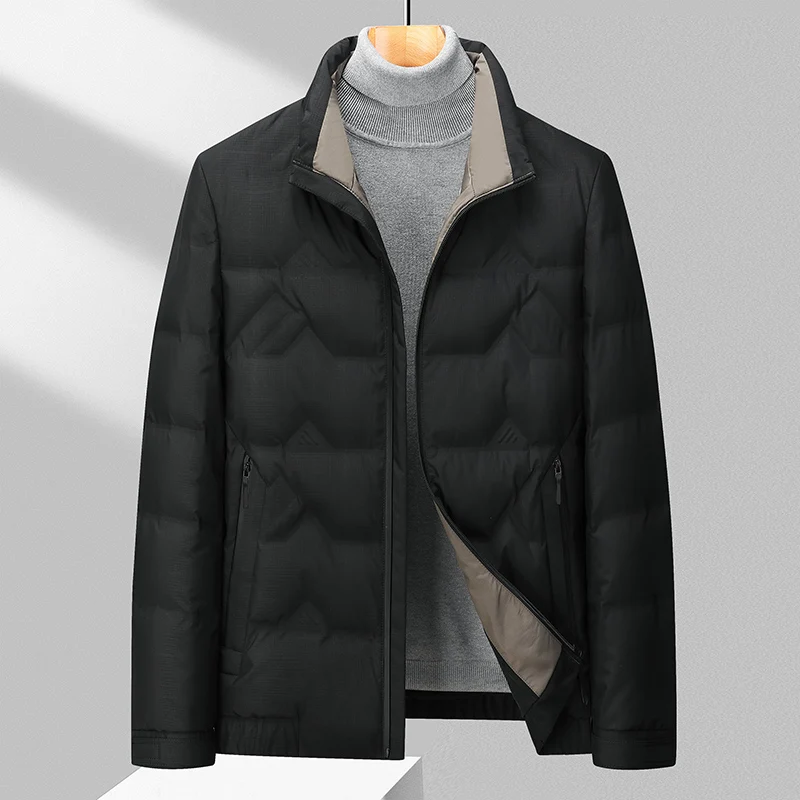 

Duje Autumn Winter Men's ort Stand Collar down Jaet Versatile Warm Busin Sle Regular Fit Polyester Fiber Du down