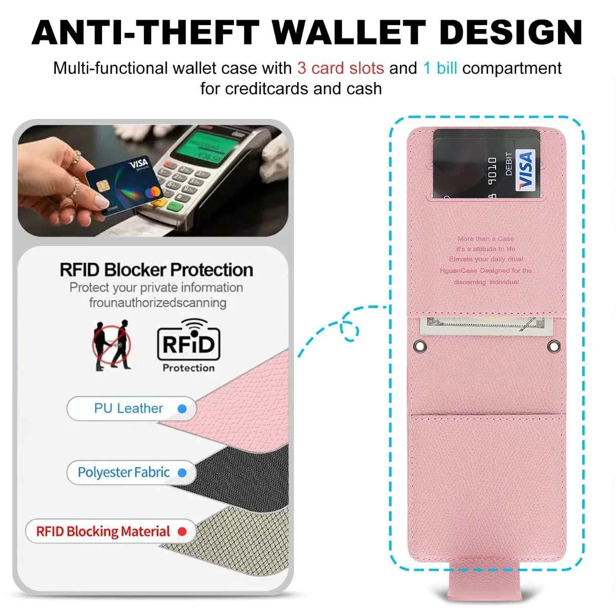 Crossbody RFID Blocking Wallet Card Holder Stand Phone Case for Samsung Galaxy Z Flip 8 7 6 5 4 3 5G Flip8 Flip7FE Leather Cover