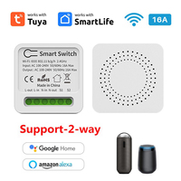 16A DIY Tuya Smart WiFi Switch Support 2-Way Switches Mini Smart Breaker Smart Life Control Support Alexa Google Alice