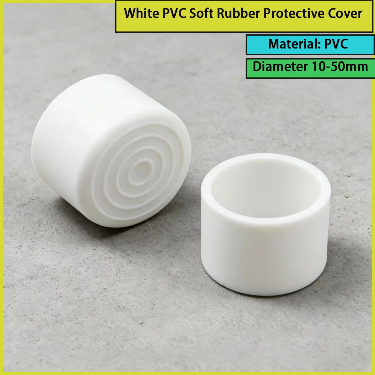 A White PVC Soft Rubber Protective Cover with a Diameter of 10-50mm Is Used for Hardware Fittings, Cables, Furniture Feet, Etc