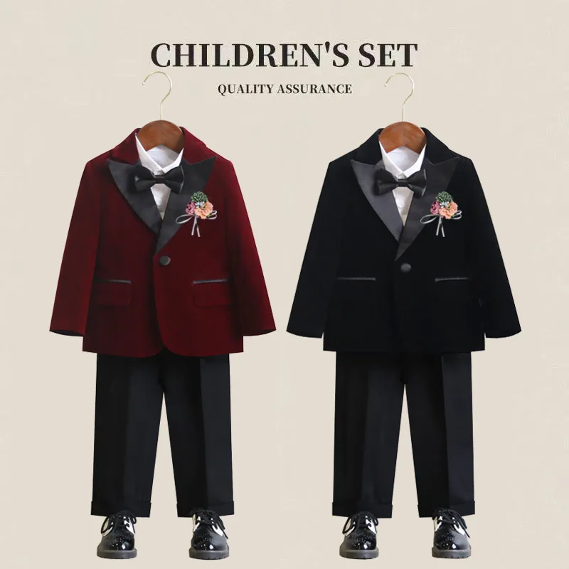 

JUCPKID Winter Children Suits Korean Kids Boys Wedding Suit Little Boys First Birthday Piano Performance Costume Boy Formal Suit