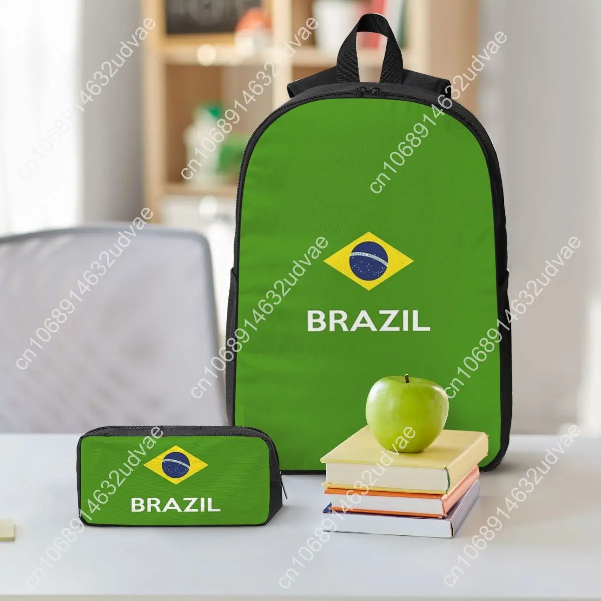 Brazil National Flag (7) Backpack Student Boys Girls BookBag School Bag Laptop Shoulder Bags 3ps Insulated Lunch Bag Pencil Case