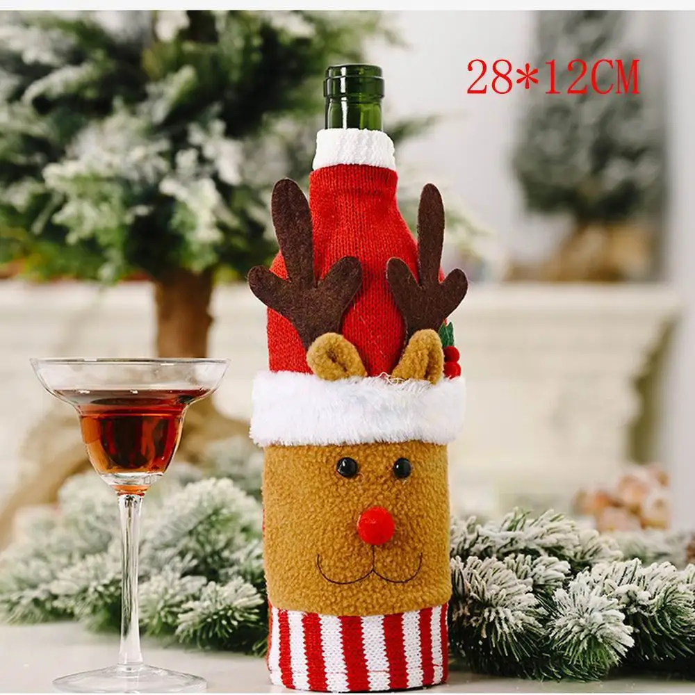 Christmas Snowman Wine Bottle Cover Set Santa Claus Bottle Sweater Snowman Xmas Home Party Ornament Table Decoration