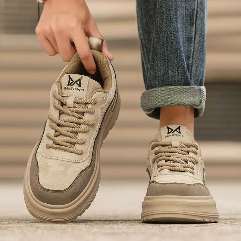 

Sports and leisure shoes, men's shoes, marathon oversized air cushioned shoes, fly woven all season rubber, wear-resistant, anti