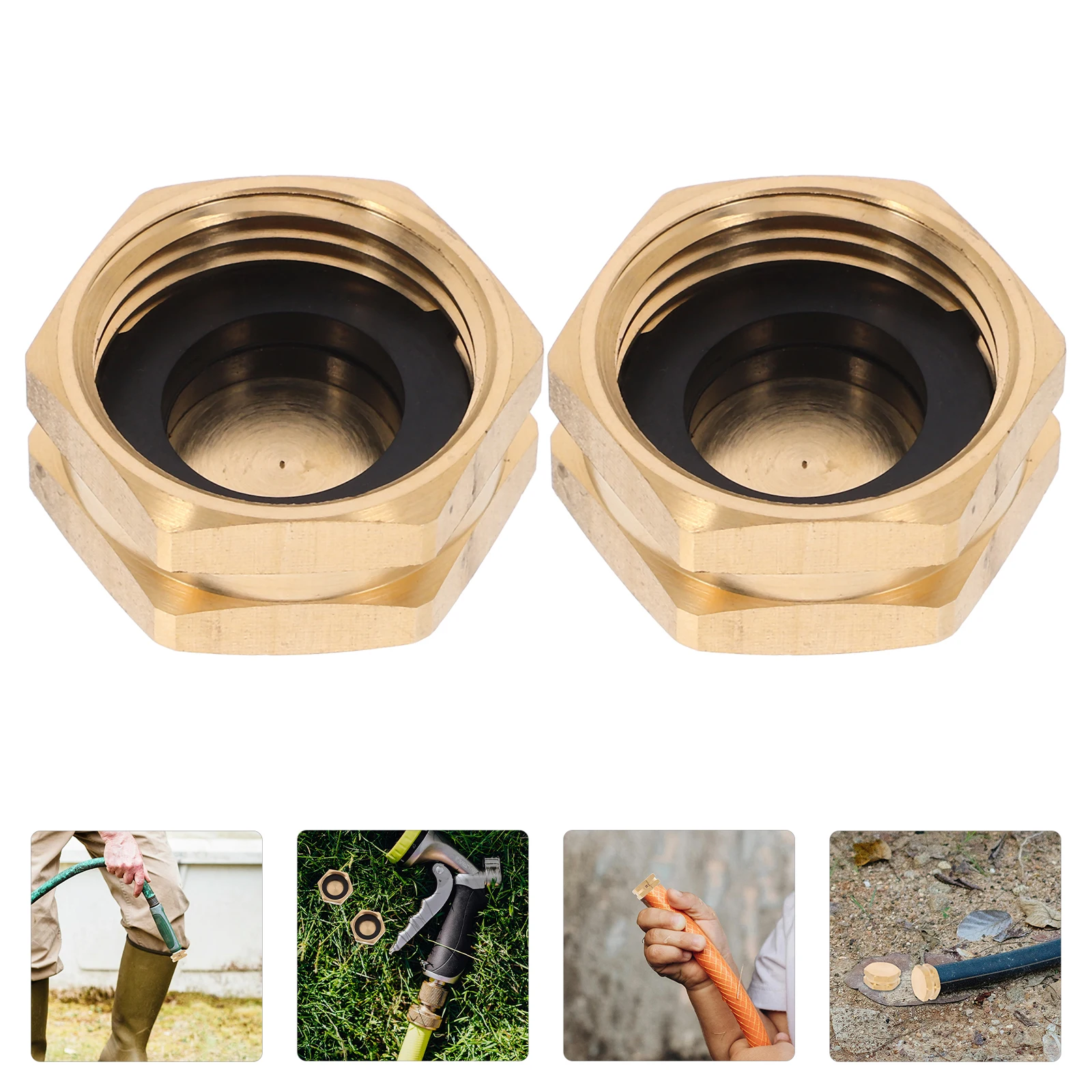 2 Pcs 3/4 Inch Brass Garden End Caps Durable Leakproof Design Easy Installation Versatile Use Garden Hose Plugs Faucet Covers