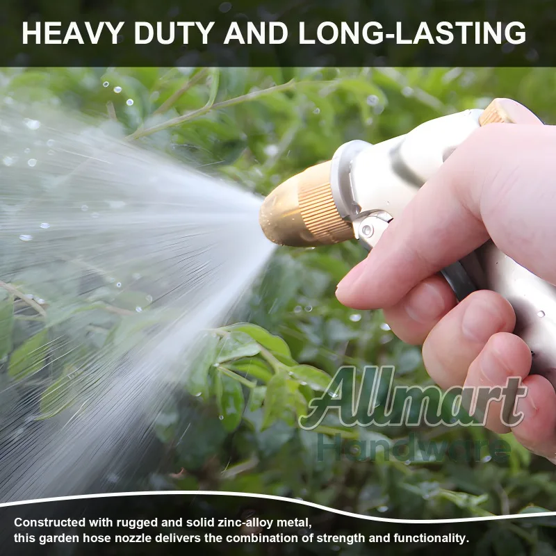 High pressure garden water spray gun, heavy-duty all brass garden water pipe nozzle, used for watering plants, washing cars