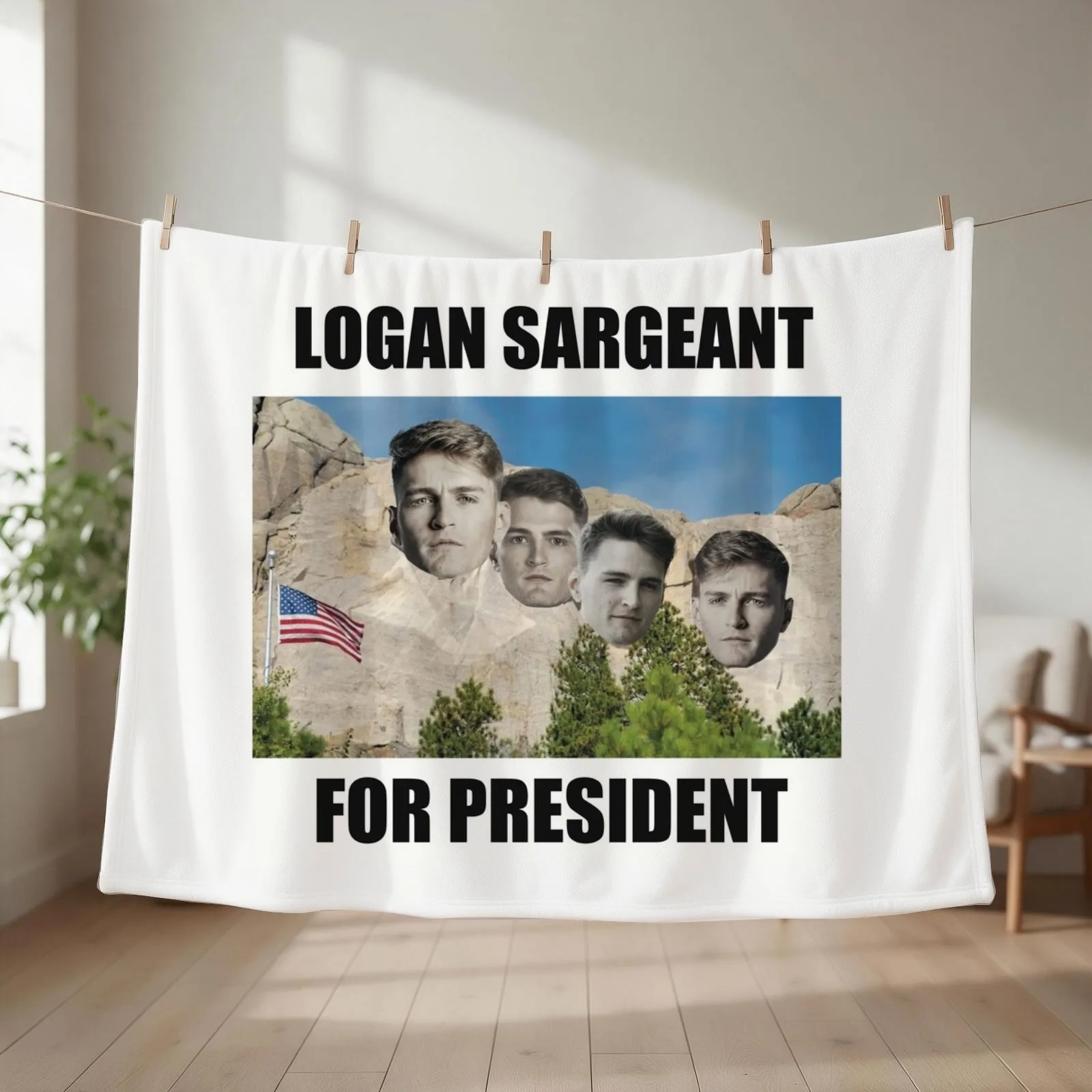 F1 Driver Logan Sargeant for President - On Mount Rushmore Throw Blanket couch cozy soft plush fuzzy picnic outdoor blanket