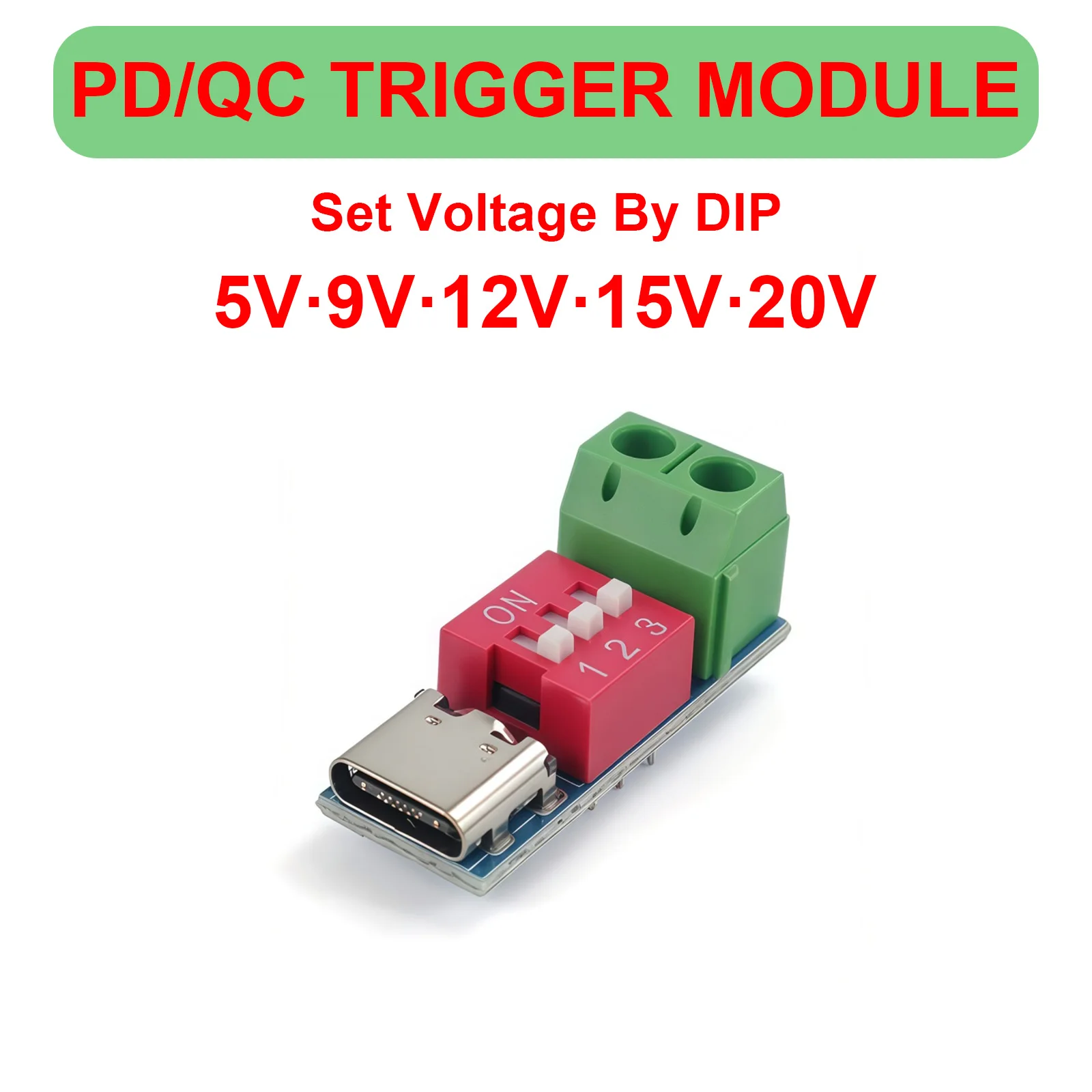 PD Trigger Module Type-C 5V 9V 12V 15V 20V Adjustable Decoy 100W Plug and Play No Soldering for Fast Charging DIY Electronics