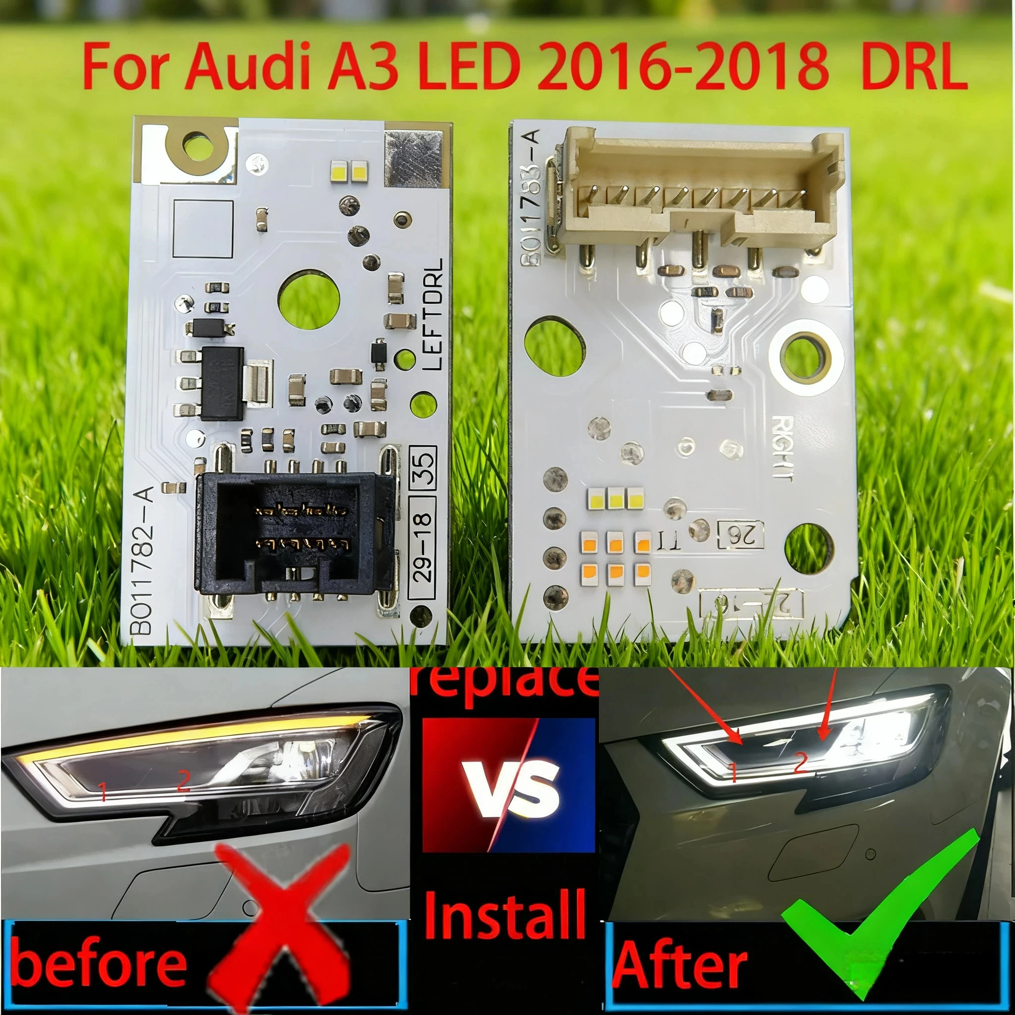 car LED white headlight DRL chip Ballast chip circuit board light source board white light microchip For Audi A3 S3 2016-2019