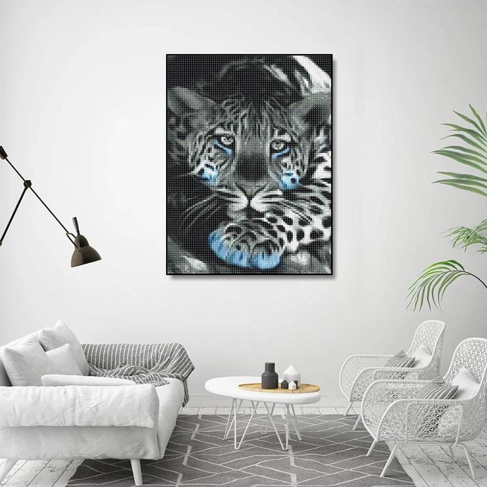 5D Diamond Art Painting Leopard Animal Mosaic Embroidery Cross Stitch Kit Full Round Rhinestone Diy Wall Home Decor Gift