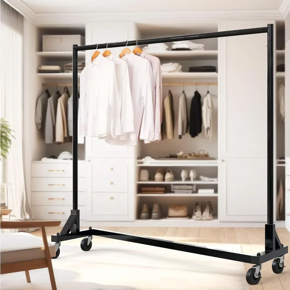 Industrial Grade Z-Base Garment Rack, 500lb Load with 62 Inches Extra Long Bar,Portable Wardrobe Closet, Grade Base Garment Rack